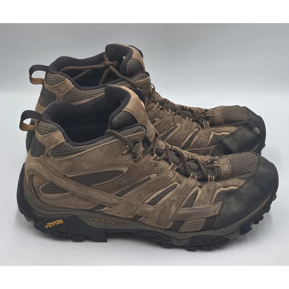 Merrell Earth Men's Moab Brown Leather Waterproof Ankle Hiking Boots Size 14